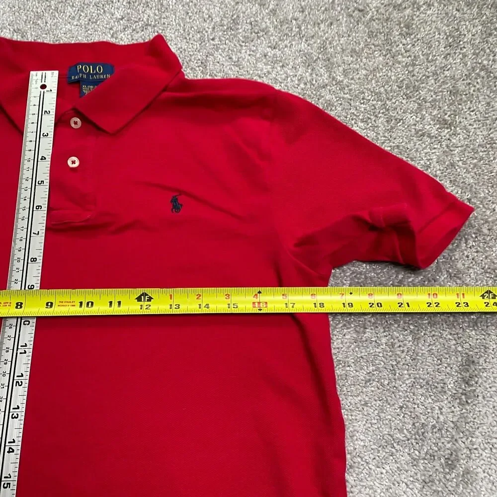 Ralph Lauren Polo Shirt Boys XL Red Solid Short Sleeve Cotton Outdoor Golf Top